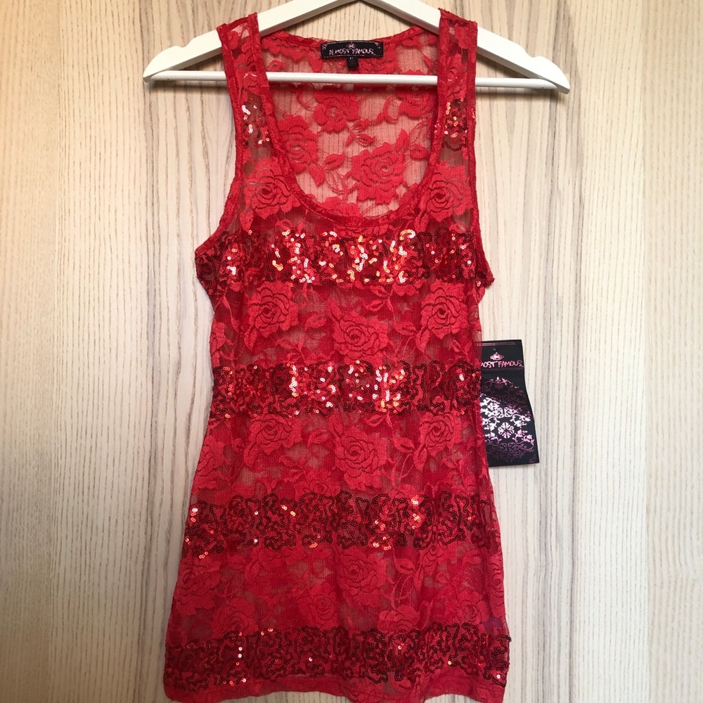 Almost famous sequin red tank